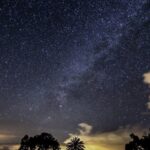 a group of people in a dark sky