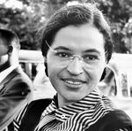 Rosa Parks smiling for the camera