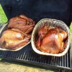 a tray of food on a grill