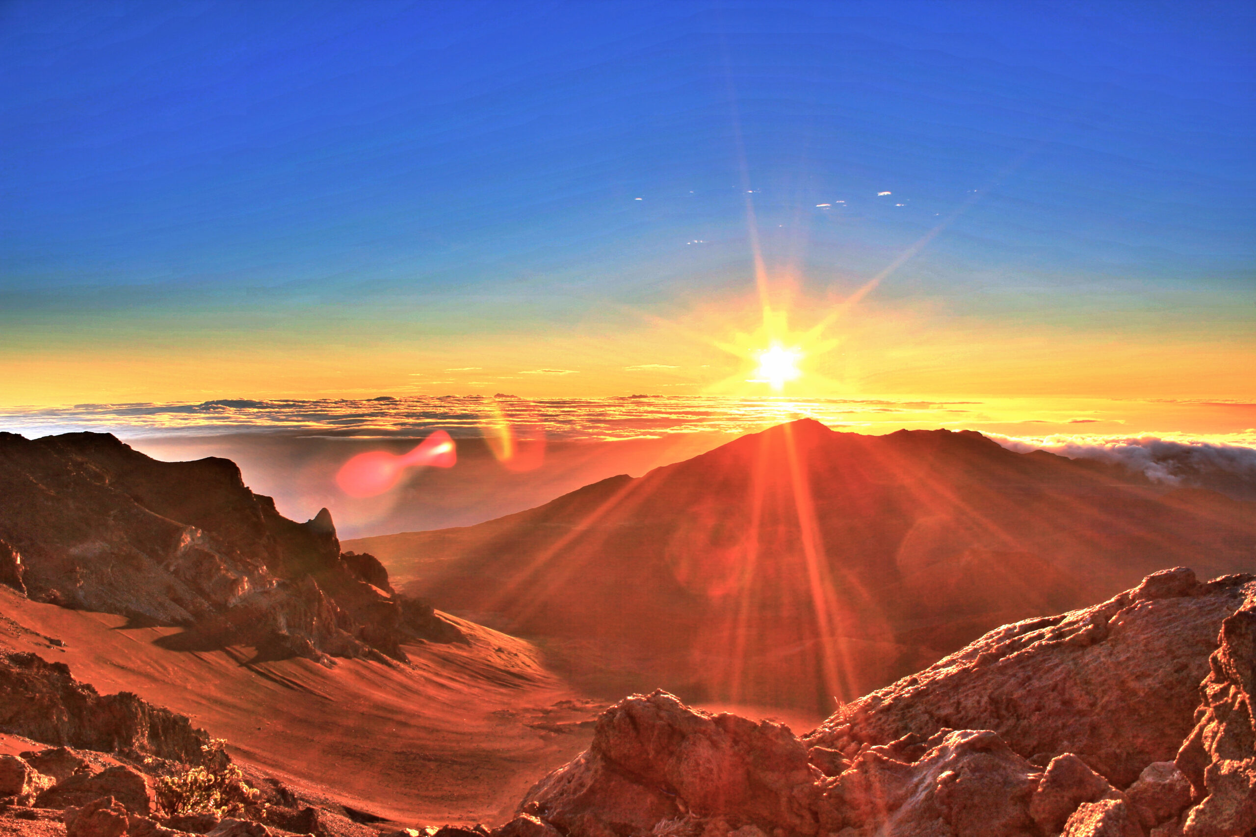 Sunrise over Haleakala National Park and Haleakala crater