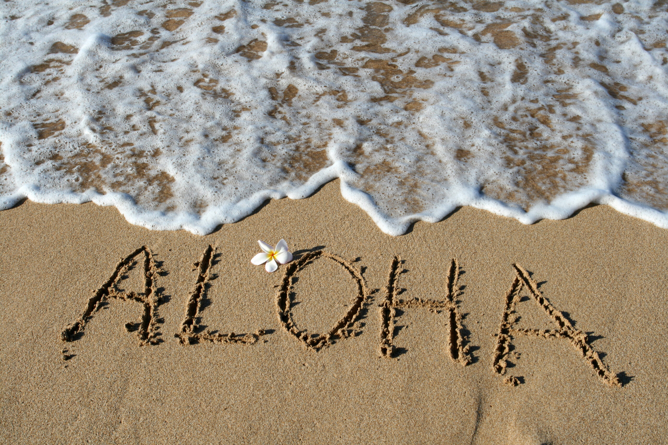 Aloha in Sand, Hawaii, USA
